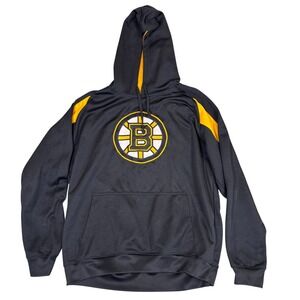 Boston Bruins NHL Pullover Hoodie Black Gold Embroidered Logo Mens XL
